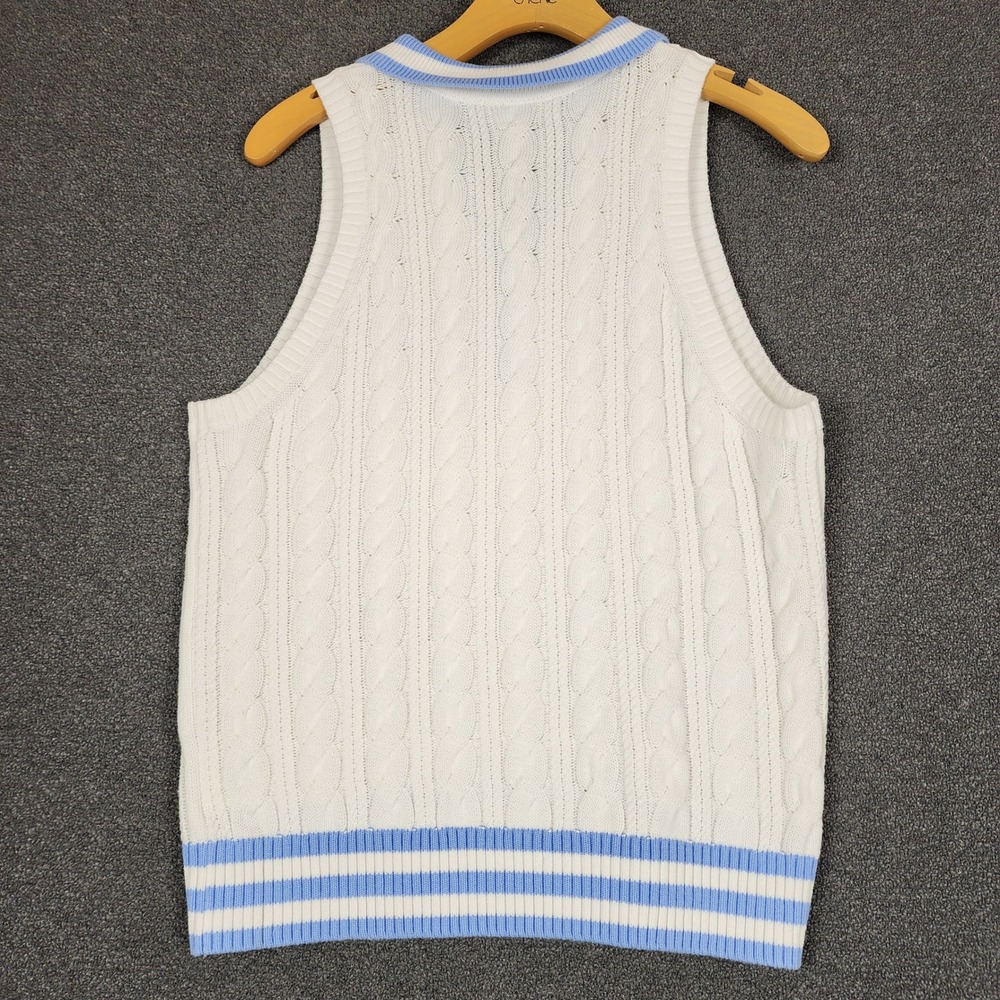 Lilly Pulitzer Suzette Sweater Tank White Blue Cable Knit Polo Vest 018733 M - Picture 6 of 10